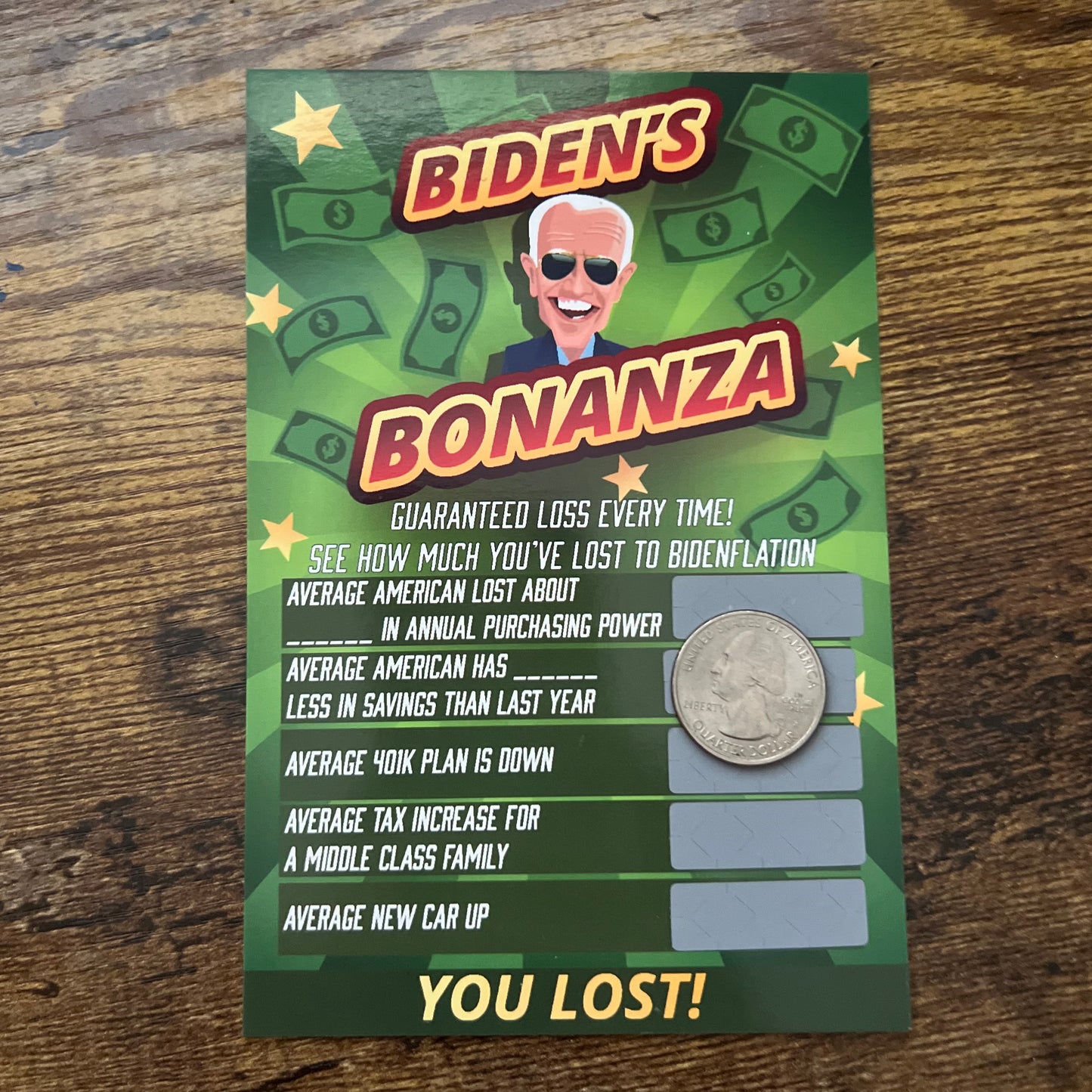 "Biden's Bonanza" Scratch Off Tickets